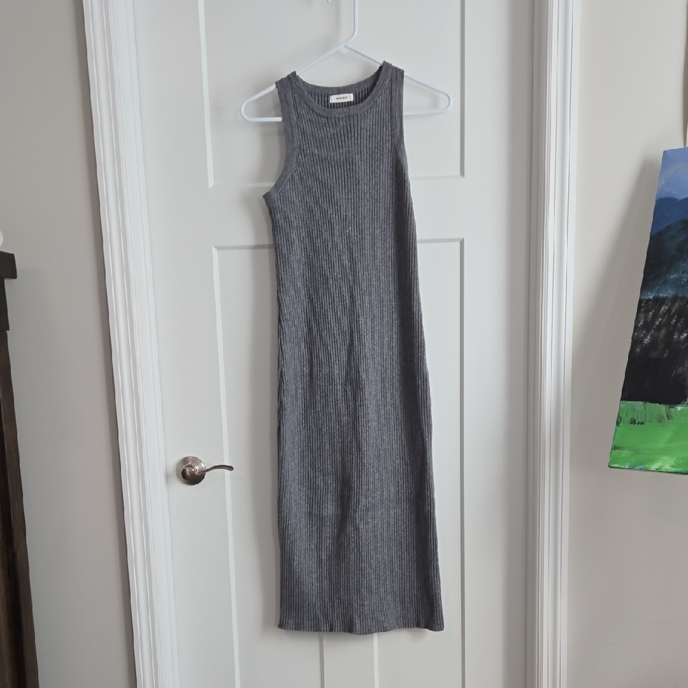 Mod Ref Gray Ribbed Halter Midi Dress - Picture 3 of 5